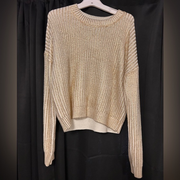 Madden Girl Sweaters - Madden Girl Cream and Gold Sweater
